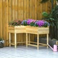 Miniatyrbild 2 av 7: Rootz Upphöjd säng - Planteringslåda i trä med bevattningssystem - Nonwoven blomlåda - Blomkruka - Örtbädd - Naturlig - 122 x 91 x 81 cm