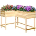 Miniatyrbild 1 av 7: Rootz Upphöjd säng - Planteringslåda i trä med bevattningssystem - Nonwoven blomlåda - Blomkruka - Örtbädd - Naturlig - 122 x 91 x 81 cm