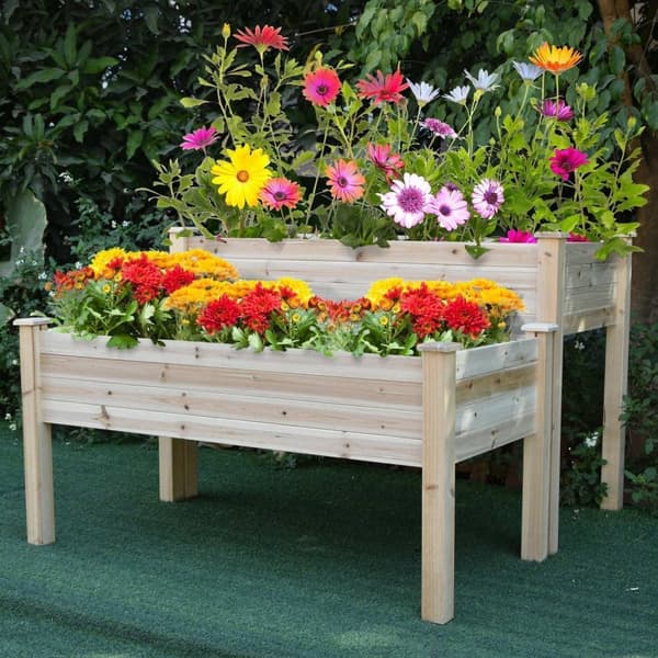 Rootz Plantekasse - Havekasse - Forhøjet - Fyrretræ - Naturlig - 115 x 114 x 76 cm