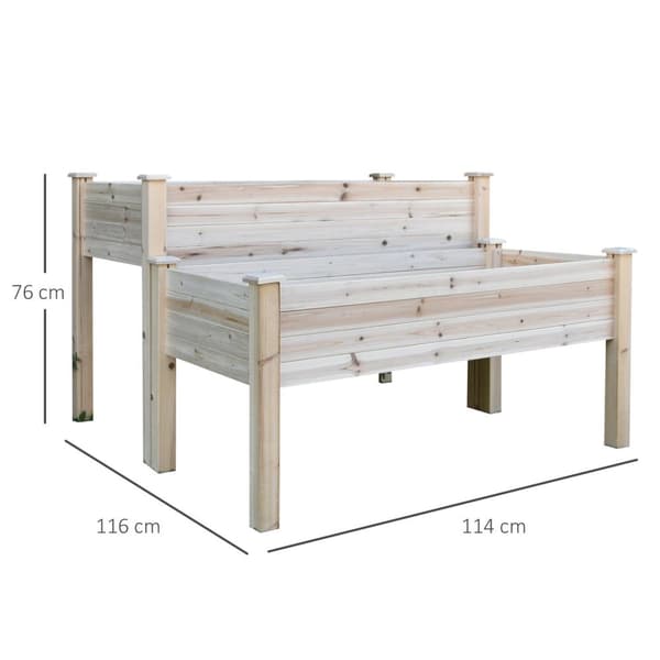 Rootz Plantekasse - Havekasse - Forhøjet - Fyrretræ - Naturlig - 115 x 114 x 76 cm