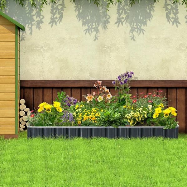 Rootz Upphöjd säng - Trädgårdssäng - Trädgårdsbäddskruka - Blomlåda - Blomkruka - Mörkgrå - 258 x 90 x 30 cm