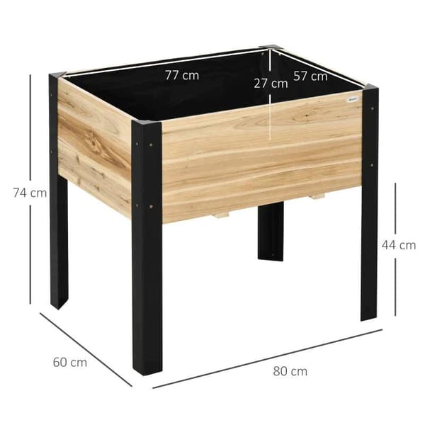 Rootzin korotettu sänky - korotettu puutarhasänky - istutuslaatikko - puutarhasänky - 80 cm x 60 cm x 74 cm