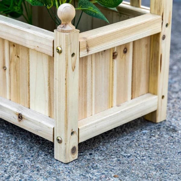 Rootz Upphöjd säng - Blomlåda - Växtlåda med spaljé - Blomlåda spaljé - Rosenbåge med klätterhjälp för klätterväxter - Trädgård - Trä - Naturlig - 64