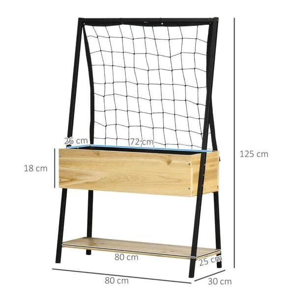 Rootz Upphöjd säng - Upphöjd säng i industriell design - Med 1 hylla - Fleecefoder - Väderbeständig - 80 cm x 30 cm x 125 cm