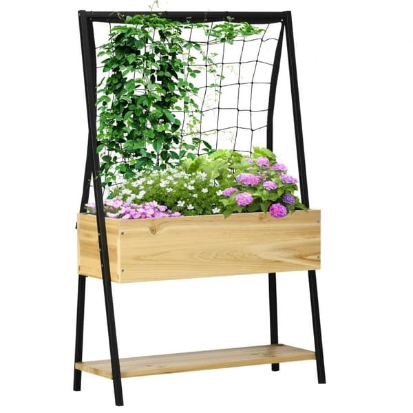 Rootz Upphöjd säng - Upphöjd säng i industriell design - Med 1 hylla - Fleecefoder - Väderbeständig - 80 cm x 30 cm x 125 cm