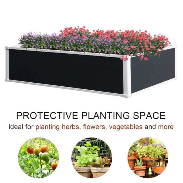 Rootz Højbed - Plantekasse med afvandingsfunktion - Beskyttelse mod skadedyr - Plast - Grå - 120 x 90 x 30 cm