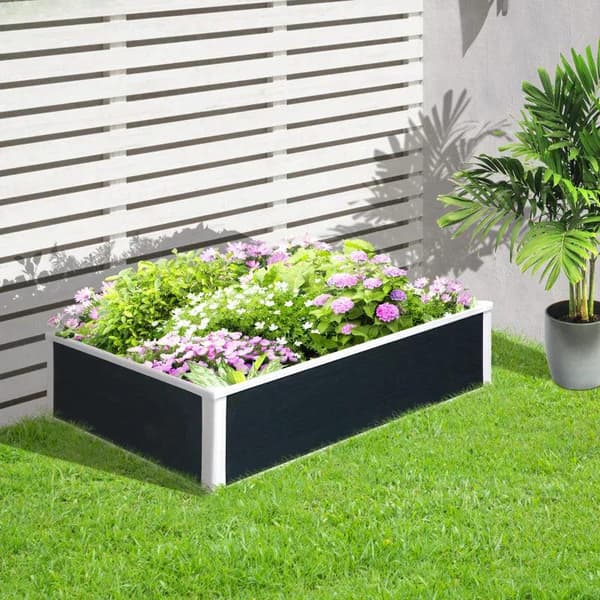 Rootz Højbed - Plantekasse med afvandingsfunktion - Beskyttelse mod skadedyr - Plast - Grå - 120 x 90 x 30 cm