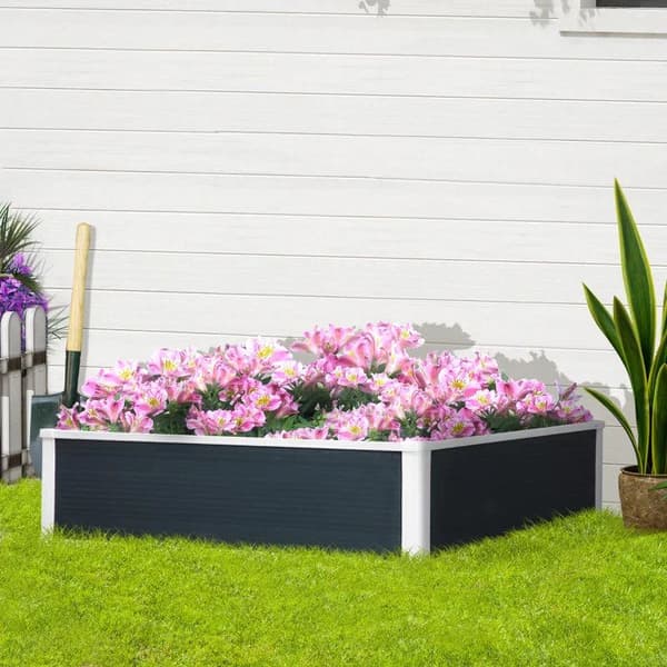 Rootz Højbed - Plantekasse med afvandingsfunktion - Beskyttelse mod skadedyr - Plast - Grå - 120 x 90 x 30 cm