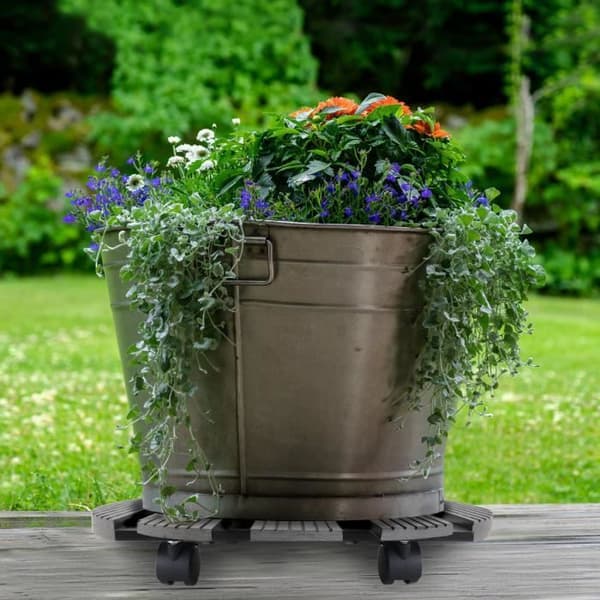 Plantbricka på hjul - XMTECH - Ø30cm - 2 stycken - Antracit - WPC