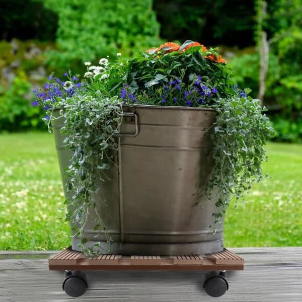 Rullande pall för växter - XMTECH - 30x30cm Fyrkantig - Brun - Universell