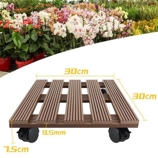 Rullande pall för växter - XMTECH - 30x30cm Fyrkantig - Brun - Universell