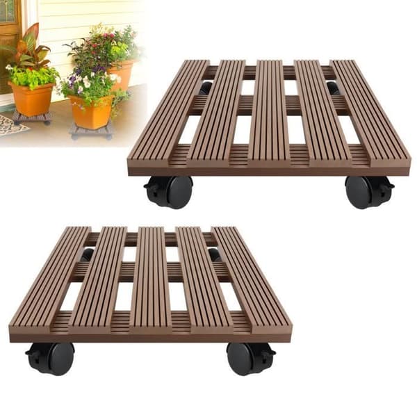 Rullande pall för växter - XMTECH - 30x30cm Fyrkantig - Brun - Universell