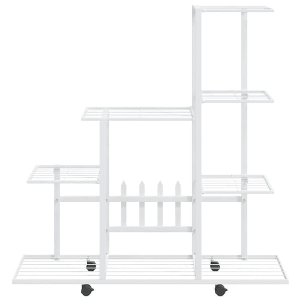 blomsterstativ med hjul 94,5x25x92,5 cm metal hvid
