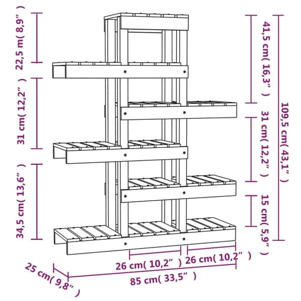 plantestativ 85x25x109,5 cm massivt fyrretræ gyldenbrun