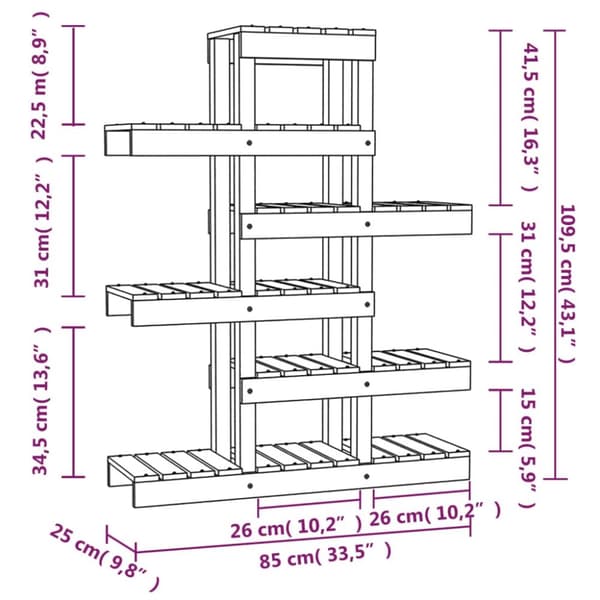 plantestativ 85x25x109,5 cm massivt fyrretræ grå