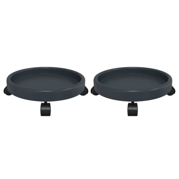 Blomvagnar med hjul 2 st grå diameter 34 cm 35 kg
