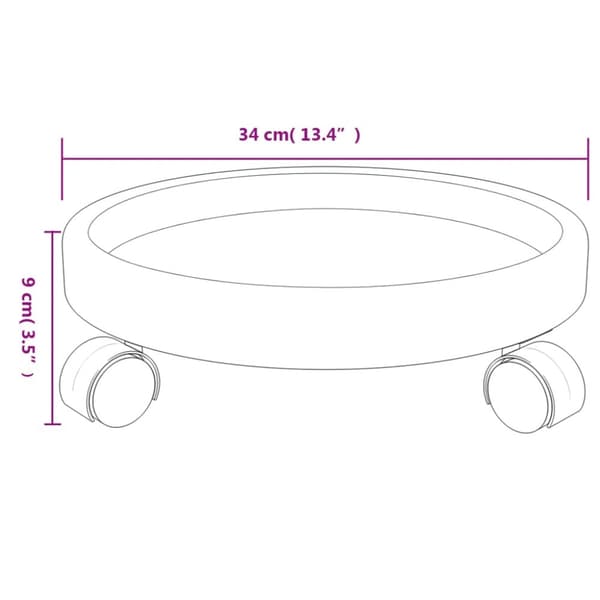 Blomvagnar med hjul 2 st grå diameter 34 cm 35 kg