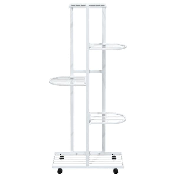 blomsterstativ 5 niveauer med hjul 44x23x100 cm jern hvid