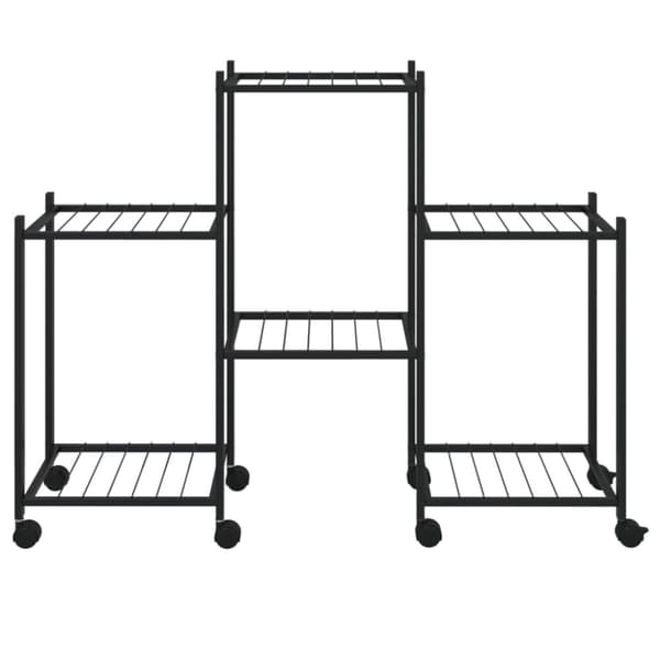 blomsterstativ med hjul 83x25x63,5 cm jern sort