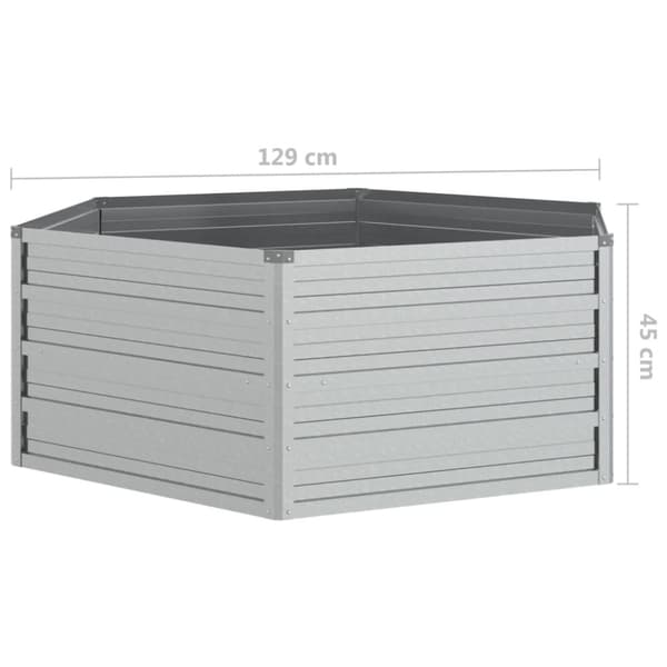 højbed 129x45 cm galvaniseret stål sølvfarvet