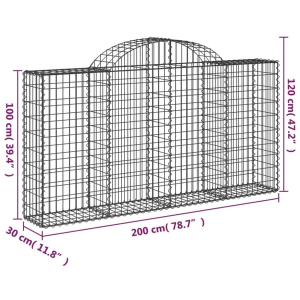 buet gabionkurv 200x30x100/120 cm galvaniseret jern