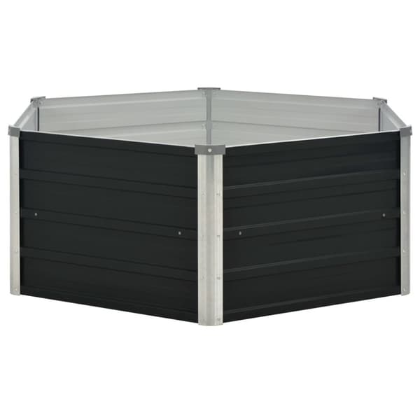 hævet plantekasse 129x129x45 cm galvaniseret stål antracitgrå