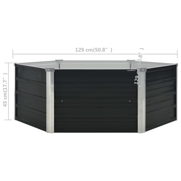 hævet plantekasse 129x129x45 cm galvaniseret stål antracitgrå