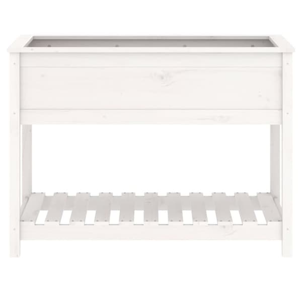 plantekasse med hylde 111,5x54x81 cm massivt fyrretræ hvid