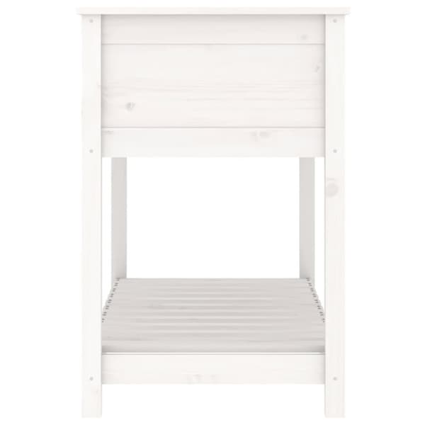 plantekasse med hylde 111,5x54x81 cm massivt fyrretræ hvid