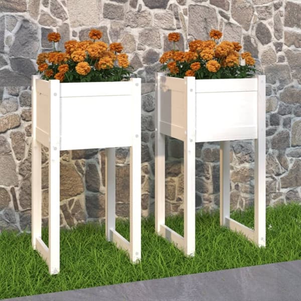 plantekasser 2 stk. 40x40x81 cm massivt fyrretræ hvid