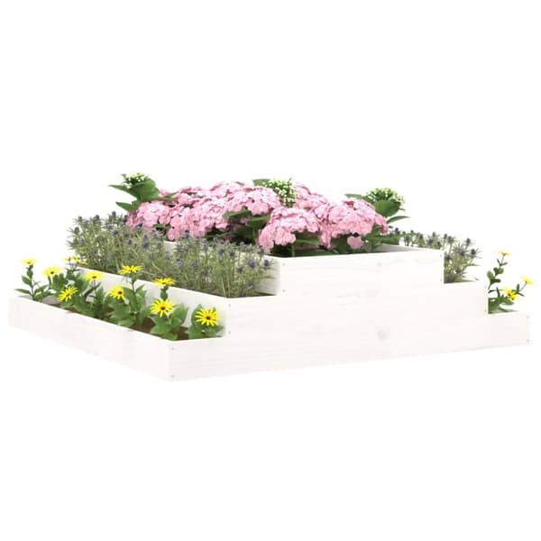 plantekasse 110x110x27 cm massivt fyrretræ hvid