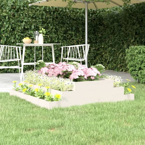 plantekasse 110x110x27 cm massivt fyrretræ hvid