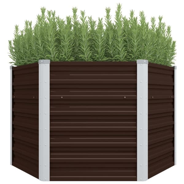 hævet plantekasse 129x129x77 cm galvaniseret stål brun