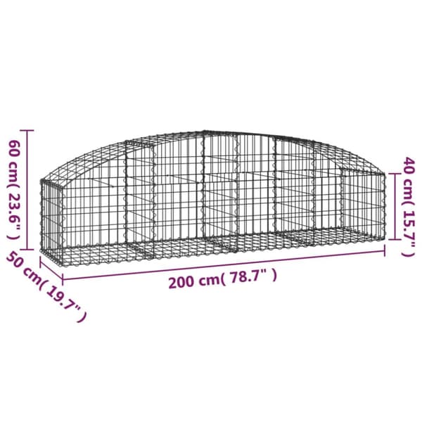 Gabion bågformad 200x50x40/60 cm galvaniserat järn