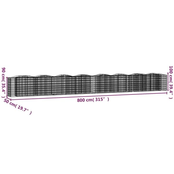 buet gabion-højbed 800x50x100 cm galvaniseret jern