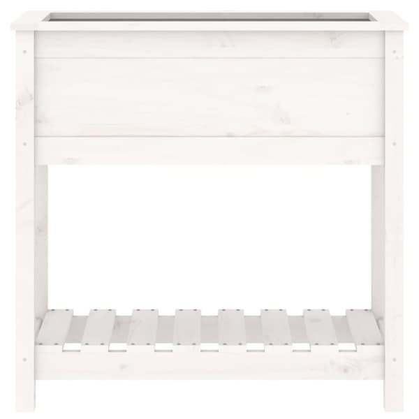 plantekasse med hylde 82,5x34,5x81 cm massivt fyrretræ hvid