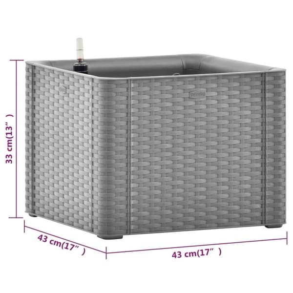 højbed med automatisk vandingssystem 43x43x33 cm grå