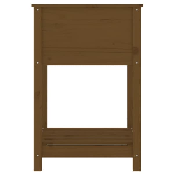plantekasse med hylde 54x54x81 cm massivt fyrretræ gyldenbrun