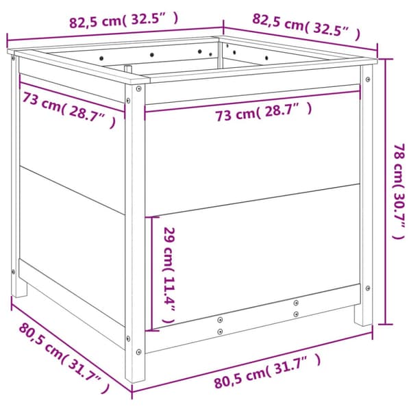 plantekasse 82,5x82,5x78 cm massivt douglasgran