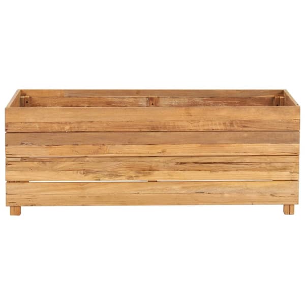 Korotettu kukkalaatikko 100x40x38 cm kierrätetty tiikki/teräs