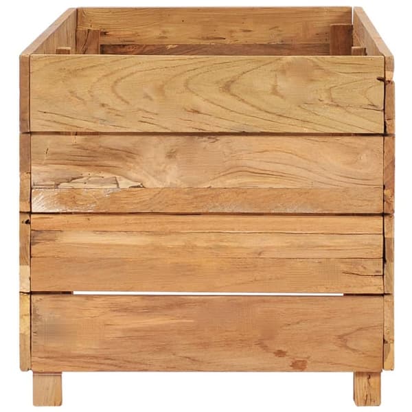 Korotettu kukkalaatikko 100x40x38 cm kierrätetty tiikki/teräs