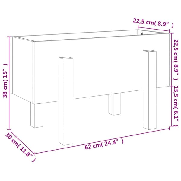 plantekasse 62x30x38 cm massivt fyrretræ