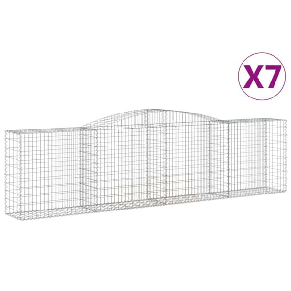 Gabioner bågformade 7 st 400x50x100/120 cm galvaniserat järn