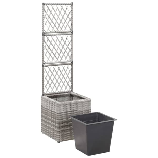 espalier med hævet plantekasse 30x30x107 cm polyrattan grå