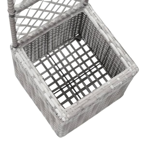 espalier med hævet plantekasse 30x30x107 cm polyrattan grå