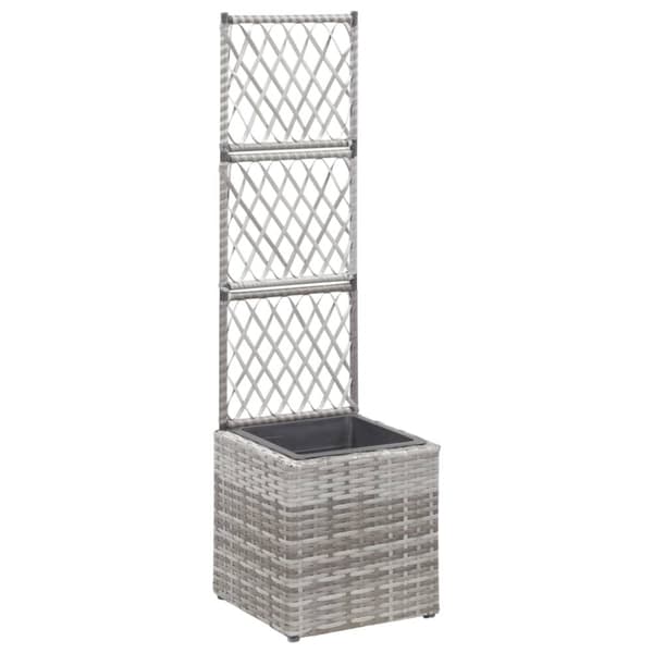 espalier med hævet plantekasse 30x30x107 cm polyrattan grå