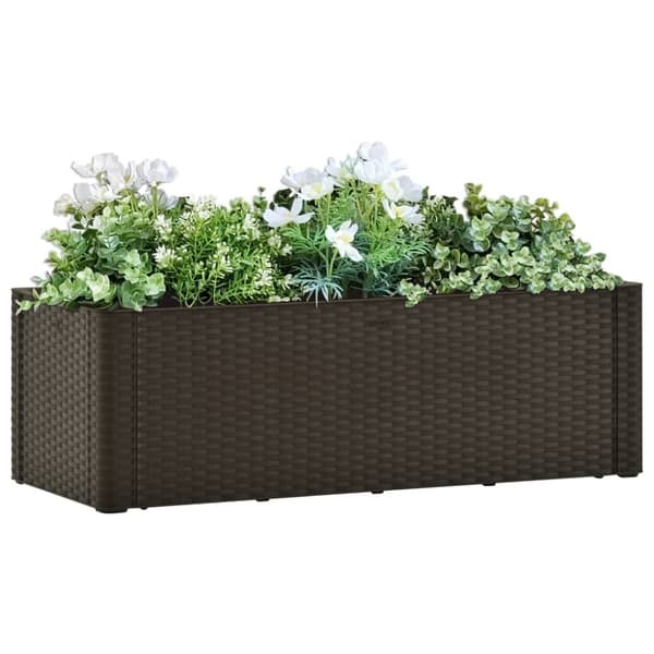 højbed med automatisk vandingssystem 100x43x33 cm mokkafarvet