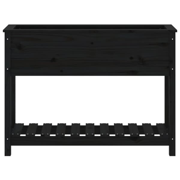 plantekasse med hylde 111,5x34,5x81 cm massivt fyrretræ sort