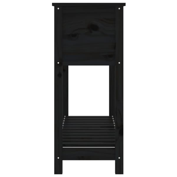 plantekasse med hylde 111,5x34,5x81 cm massivt fyrretræ sort