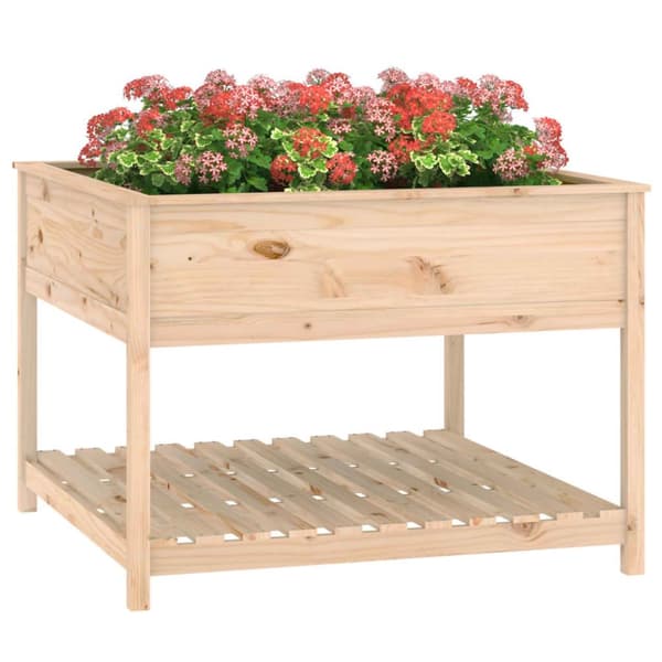 plantekasse med hylde 111,5x111,5x81 cm massivt fyrretræ